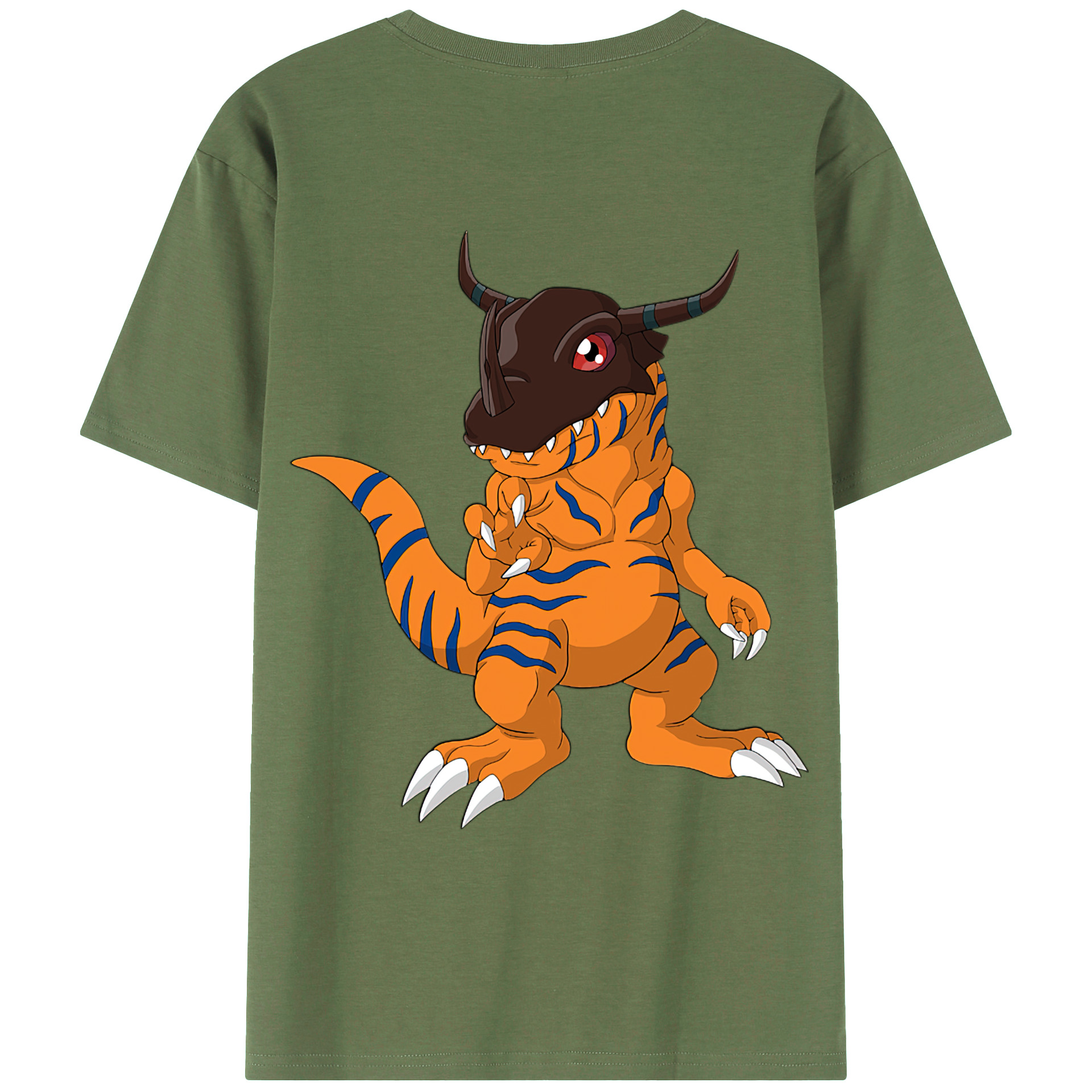 （画像用） Digimon デジタルモンスター/デジモン 綿100％ メンズ半袖Tシャツ（バックプリント） 通気性